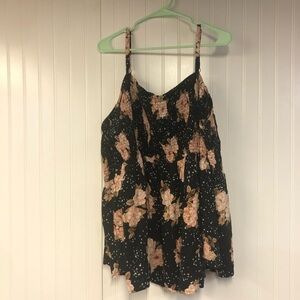 Torrid Cold Shoulder Floral Black and Pink Women's Long Sleeve Top Size 4 4X